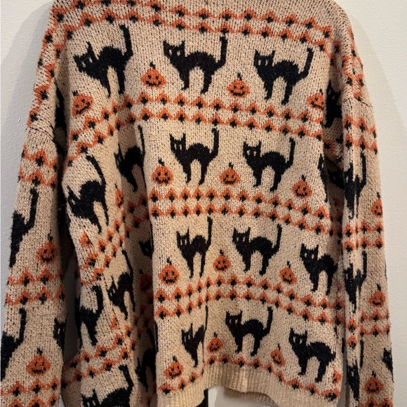 Cozy Beige Halloween Cat Pattern Open Cardigan Sweater Maurice’s - Picture 7 of 7